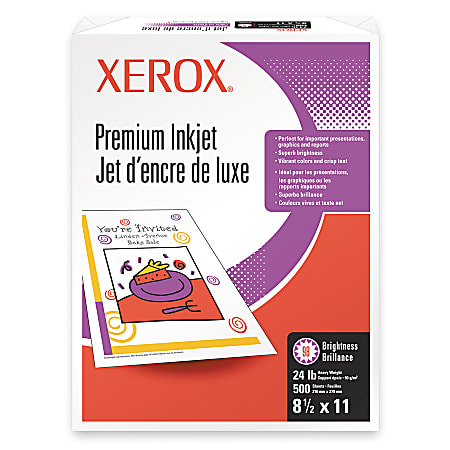 Xerox® Extra-Bright Inkjet Paper, 8 1/2" x 11", 24 Lb, Ream Of 500 Sheets
