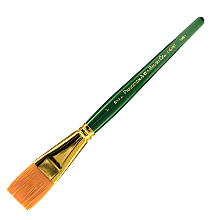 Princeton Series 4350 Ashley Paint Brush, 1", Stroke Bristle, Synthetic, Green