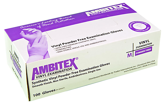 Tradex International Powder-Free Vinyl Exam Gloves, X-Large, Clear, Box Of 100