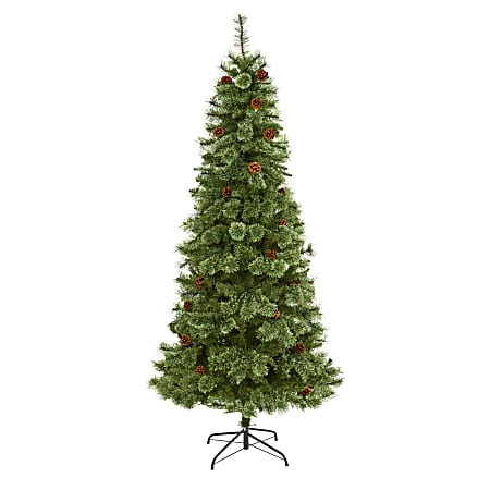 Nearly Natural White Mountain Pine 84”H Artificial Christmas Tree With Bendable Branches, 84”H x 37”W x 37”D, Green