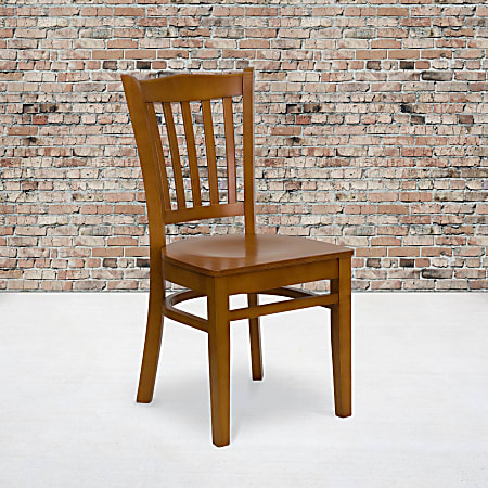 Flash Furniture Vertical Slat Back Wood Restaurant Chair, Cherry