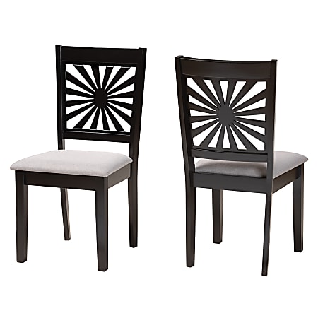 Baxton Studio Olympia Finished Wood Dining Accent Chair, Gray/Espresso Brown, Set Of 2 Chairs