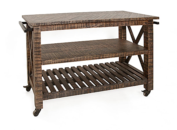 Coast to Coast Jamison Rustic Castered Cart, 34"H x 51"W x 21"D, Celebrity Distressed Brown