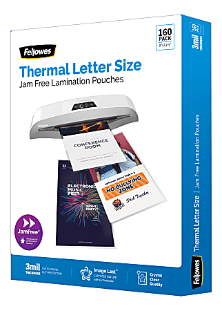 Fellowes® ImageLast UV Thermal Laminating Pouches, Letter Size, 9" x 11-1/2", 3 Mil, Clear, Pack of 160 Pouches