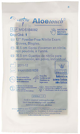 Medline Aloetouch Disposable Powder-Free Nitrile Exam Gloves, Medium, Green, Pack Of 400