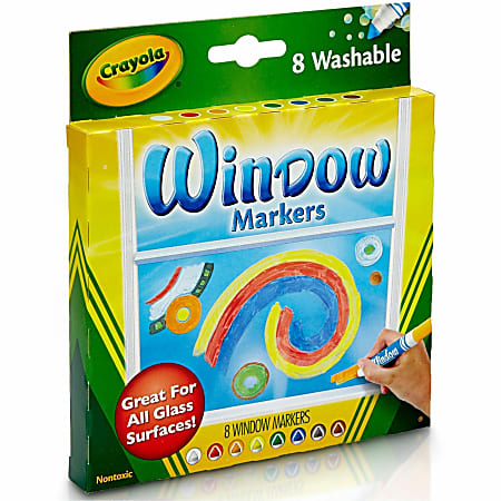 Crayola Washable Window Markers Conical Tip Assorted Colors Box Of - Main Image