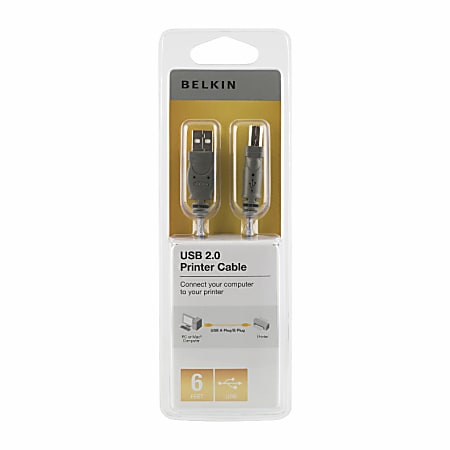 Belkin® Pro Series USB 2.0 Cable, A/B, 6', Gray