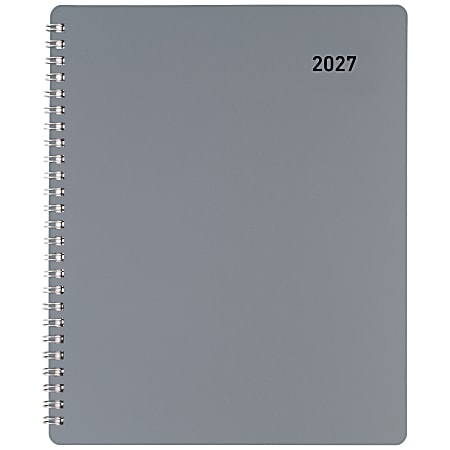 Office Depot Brand Weekly Monthly Planner, 7" x 9", Silver, January 2027 to December 2027, OD71210027