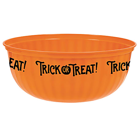 Amscan Trick-Or-Treat Serving Bowls, 6 Qt, Orange, Pack Of 5 Bowls