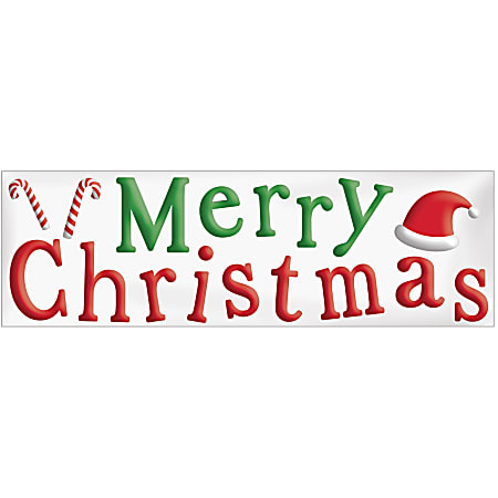 Amscan 220220 Merry Christmas Long Gel Clings, 3" x 3", Multicolor, Set Of 4 Clings