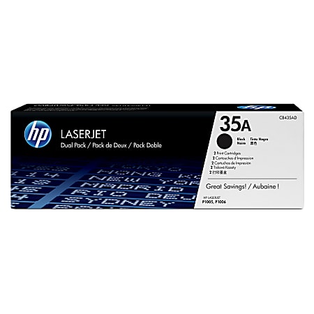 HP 35A Black Toner Cartridges, Pack Of 2, CB435D