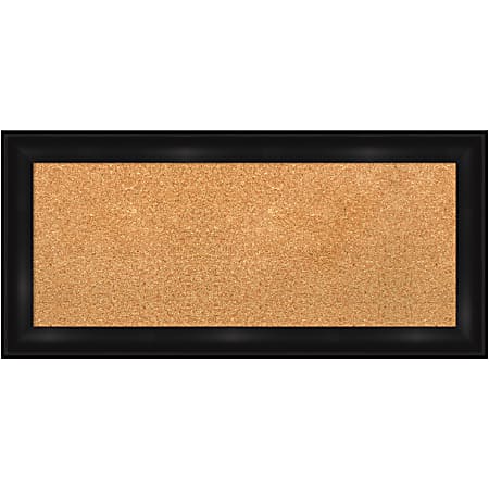 Amanti Art Non-Magnetic Cork Bulletin Board, 34" x 16", Natural, Grand Black Narrow Plastic Frame