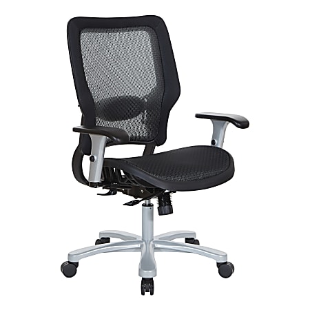 Office Star™ Space Seating 63 Series Ergonomic Air Grid Mid-Back Big And Tall Chair, Black/Silver