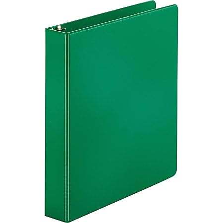 Business Source Basic Round-ring Binder - 1 1/2" Binder Capacity - Letter - 8 1/2" x 11" Sheet Size - 3 x Round Ring Fastener(s) - Vinyl - Green - Recycled - 1 / Each
