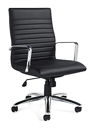 Offices To Go™ Luxehide Executive Bonded Leather Chair With Stitch Detail, Black