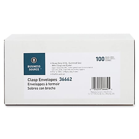 Business Source Heavy-duty Clasp Envelopes - Clasp - #75 - 7 1/2 Business Source Heavy-duty Clasp Envelopes - Clasp - #75 - 7 1/2