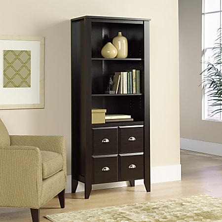 Sauder Shoal Creek 69 H 4 Shelf Library With 2 Doors Jamocha Wood