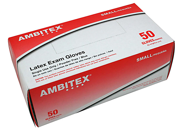 Tradex International Hi-Risk Powder-Free Latex Exam Gloves, Small, Blue, Box Of 50
