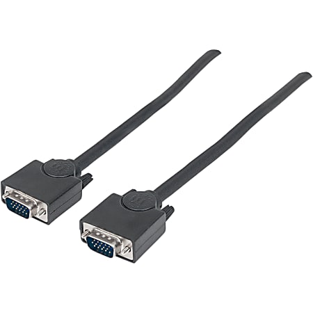Manhattan SVGA HD15 Male to HD15 Male Monitor Cable, 15', Black - Fully shielded to reduce EMI interference for improved video transmission