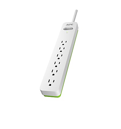 APC SurgeArrest Surge Protector, 6-Outlet, 6' Cord, White, PE66W