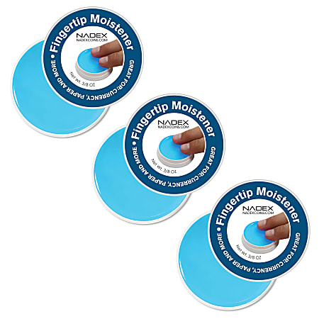 Nadex Coins Non-Slip Cash-Counting NXTE-1742 Fingertip Moistener Pads, Blue, Pack Of 3 Pads