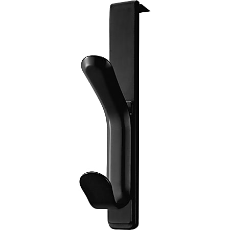 Lorell® Cubicle Plastic Double Coat Hook, Black