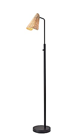 Adesso® Cove Floor Lamp, 58"H, Natural Rattan/Black