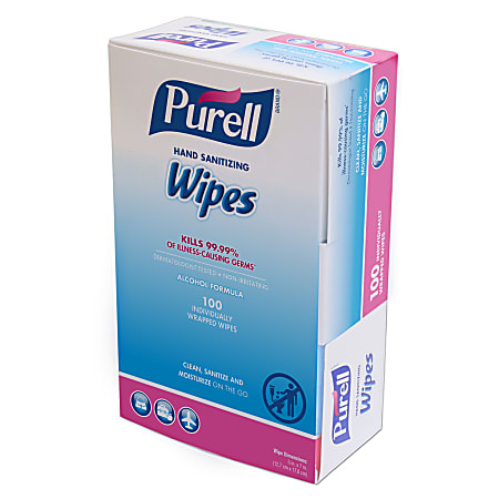 PURELL Hand Sanitizing Wipes Alcohol Formula Fragrance Free 100 Count  Individually Wrapped Hand Wipes - Office Depot