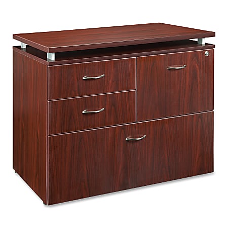 Lorell® Ascent 36"W Lateral 4-Drawer File Combo Cabinet, Mahogany
