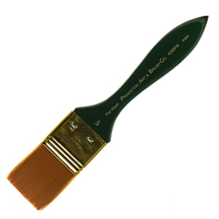 Princeton Series 4350 Ashley Synthetic Paint Brush, 1 1/2", Flat Wash Bristle, Synthetic, Green