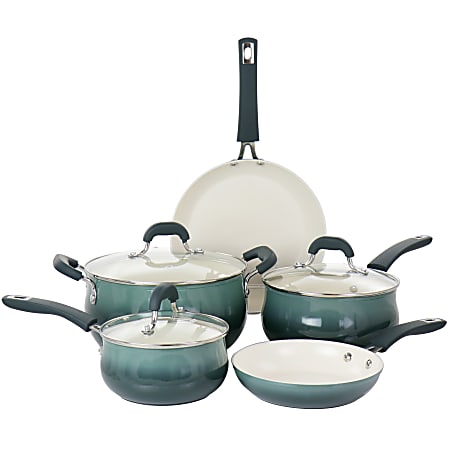 Oster Corbett 8-Piece Non-Stick Aluminum Cookware Set, Blue