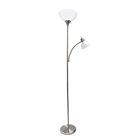 Creekwood Home Essentix 2-Light Mother Daughter Metal Floor Lamp, 71-1/2"H, Brushed Nickel Shades/Brushed Nickel Base