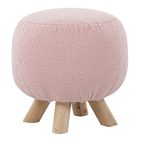 LumiSource Olaf Sherpa Ottoman, Pink/Natural