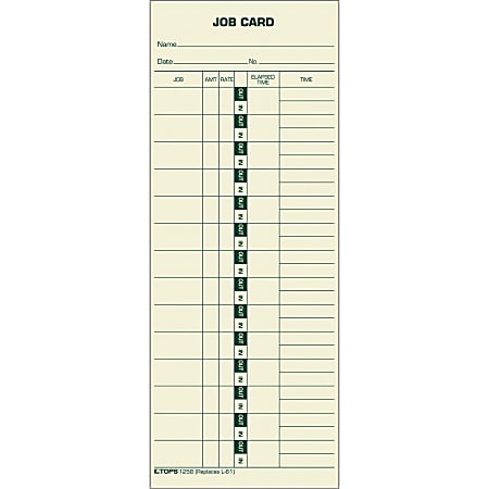 TOPS Time Cards Replaces Original Card L61 Job Card Form 1 Sided 9 x 3 ...