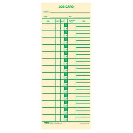 TOPS® Time Cards (Replaces Original Card L61), Job Card Form, 1-Sided, 9" x 3 1/2", Box Of 500