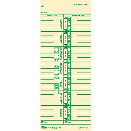 TOPS Named Days Time Cards - 3 1/2"