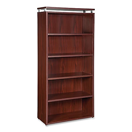 Lorell® Ascent Series Bookcase, 5-Shelf, Mahogany