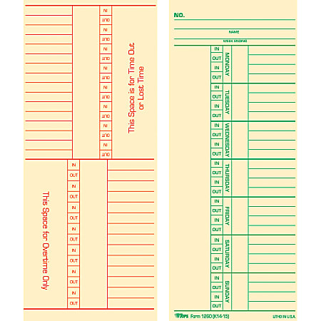 TOPS - Weekly time card - week to page - 100 sheets -
