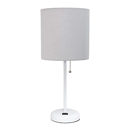 LimeLights White Stick Lamp with Charging Outlet and