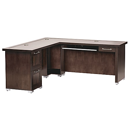 Christopher Lowell Town Business Corner Desk, 30 1/2"H x 71 1/2"W x 71 1/2"D, Dark Alder