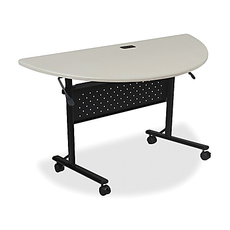 Lorell® Shift Series Mobile Half-Round Flipper Training Table, 48"W, Light Gray