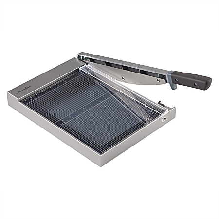 Swingline 1215G/1225G Guillotine Trimmer - 15 Sheet Cutting Capacity - 12" Cutting Length - Easy to Use, Built-in LED, Sturdy - Wood, Plastic - Silver - 1 Each