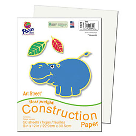 SunWorks® Construction Paper, 9" x 12", White, Pack Of 50