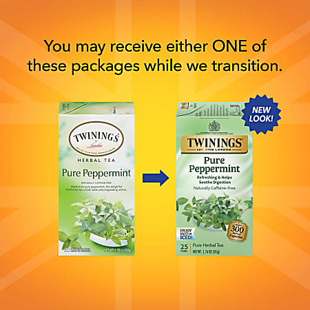 Twinings Pure Peppermint Herbal Tea Bags 25Box - Office Depot