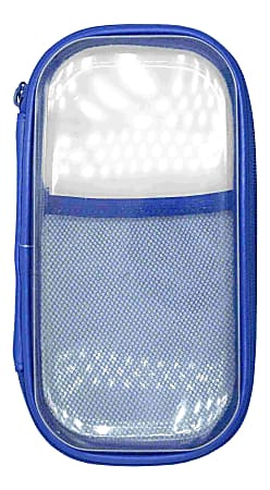 Office Depot® Brand Small Clear Pencil Case With Trim, 8-1/4" x 4-3/8", Blue