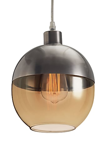 Zuo Modern Trente LED Ceiling Lamp, 7-9/10"W, Amber Glass Shade/Satin Steel Base