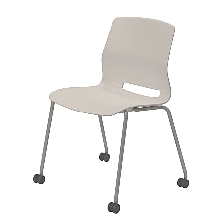 KFI Studios Imme Stack Chair With Caster Base, Moonbeam/Silver