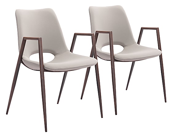 Zuo Modern Desi Dining Chairs, Brown/Beige, Set Of 2 Chairs