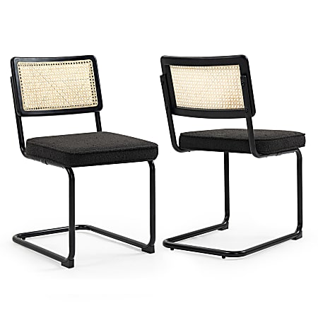 Glamour Home Aziel Boucle Dining Accent Chairs, Black, Set Of 2 Chairs