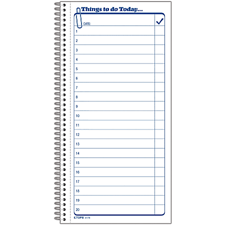 Tops Things To Do Pad - Spiral Bound - 2 PartCarbonless Copy - 5.50" x 11" Sheet Size - 1 / Pad